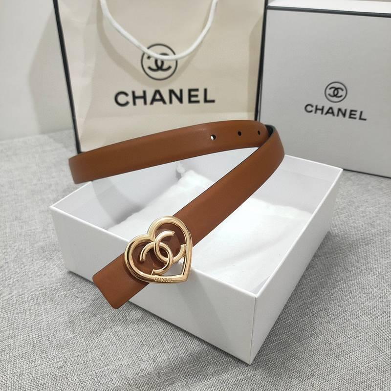 Chanel Calfskin CC Heart Coco In Love Women Belt 'Brown' - SleekGait