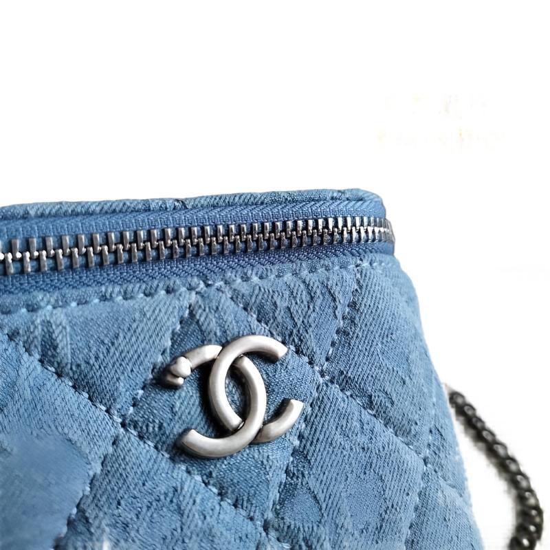 Chanel coco love long vanity case denim Camelia blue SHW