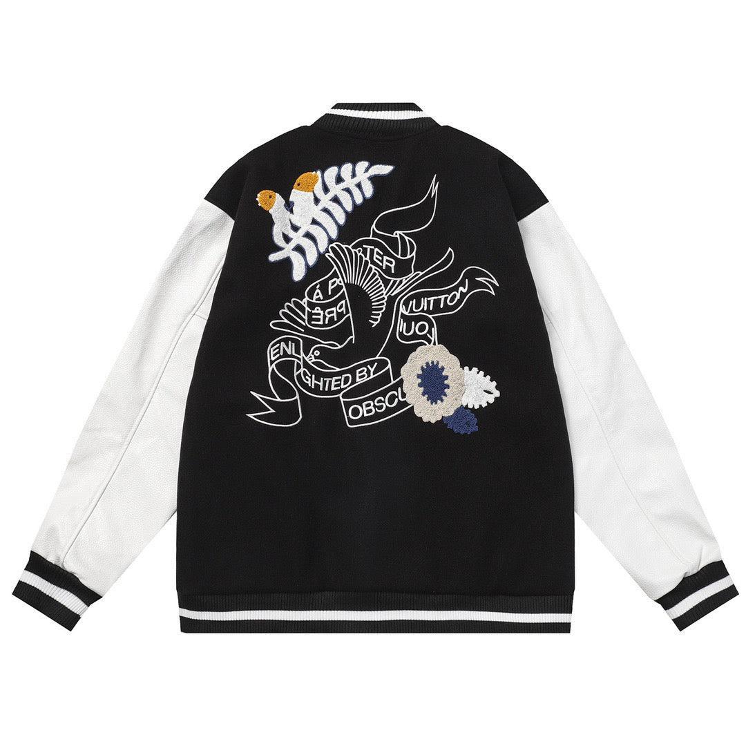 LOUIS VUITTON CROCHET FLOWERS VARSITY JACKET - BLACK - SleekGait