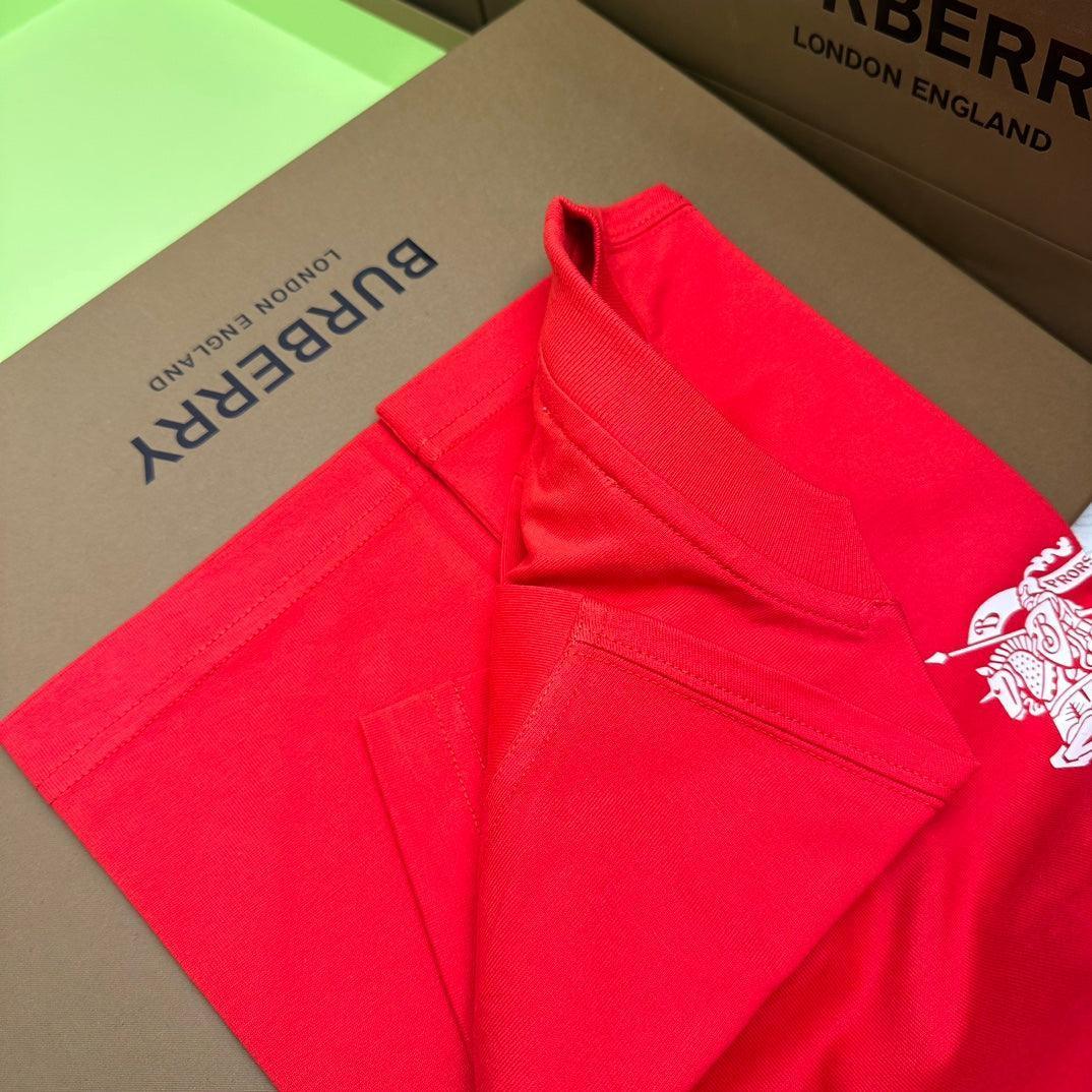 Burberry Red T-Shirt Without Collar - SleekGait