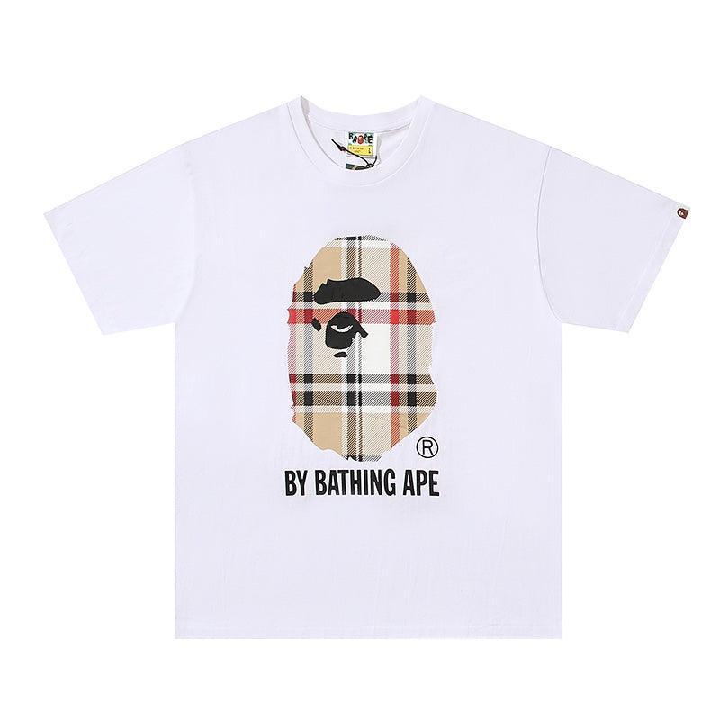 Bathing Ape Check by Bathing Tee White/Beige - SleekGait