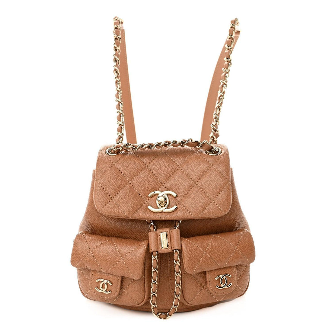 Chanel Shiny Caviar Quilted Small Duma Pockets Drawstring Backpack - SleekGait