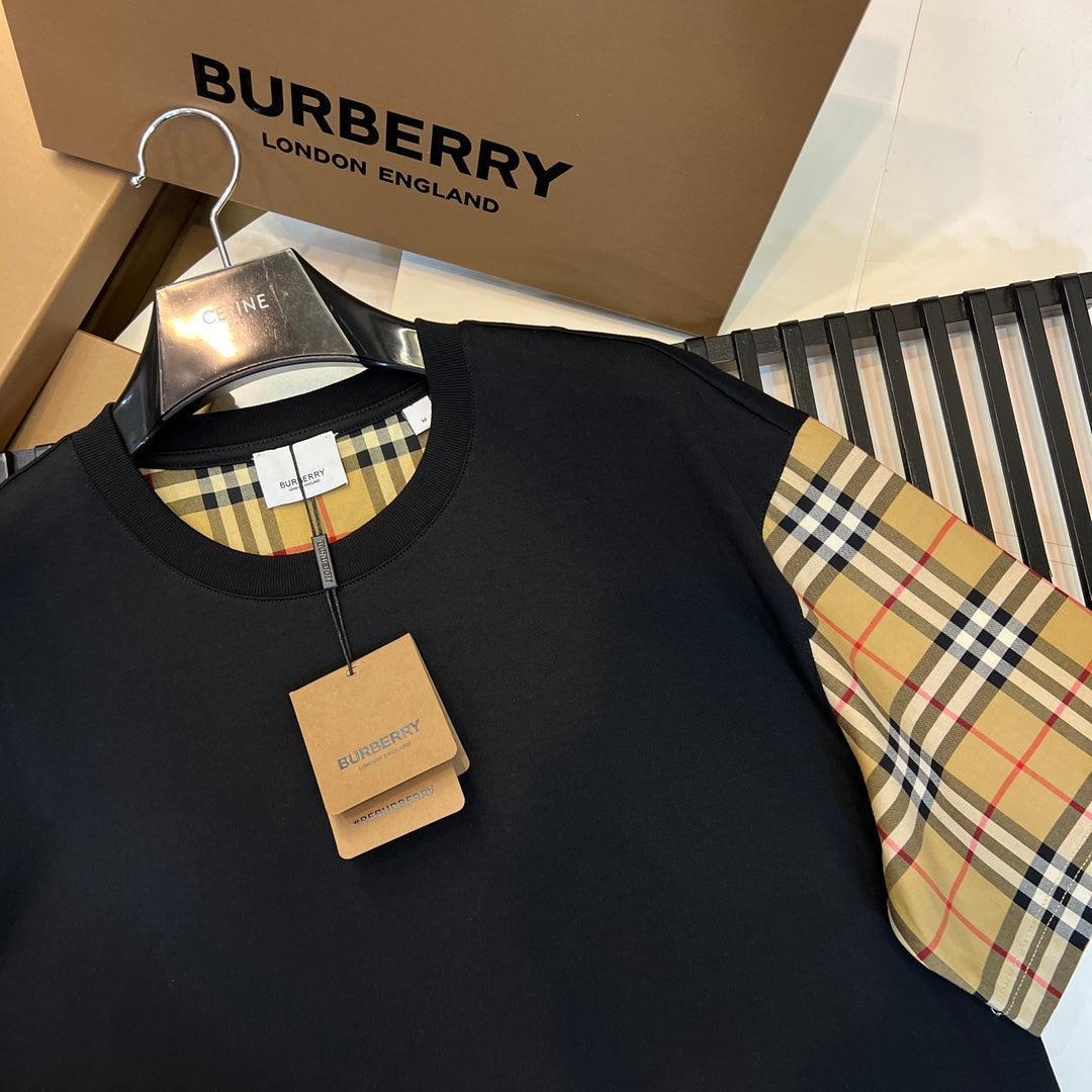 Burberry T-Shirt Without Collar 'Black & Beige' - SleekGait