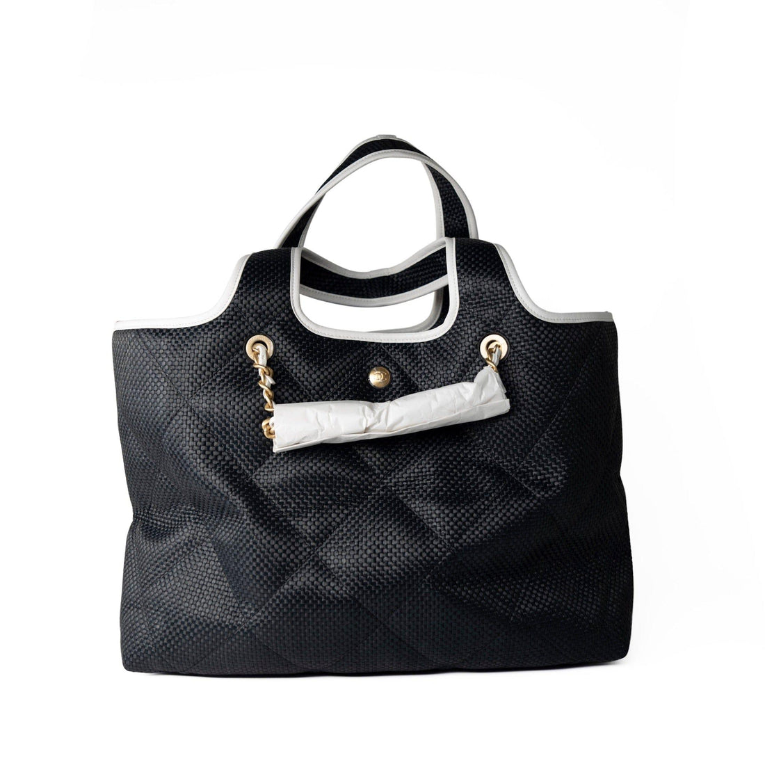 CHANEL 23M Coco Maxi Beach Shopping Tote Black Quilted