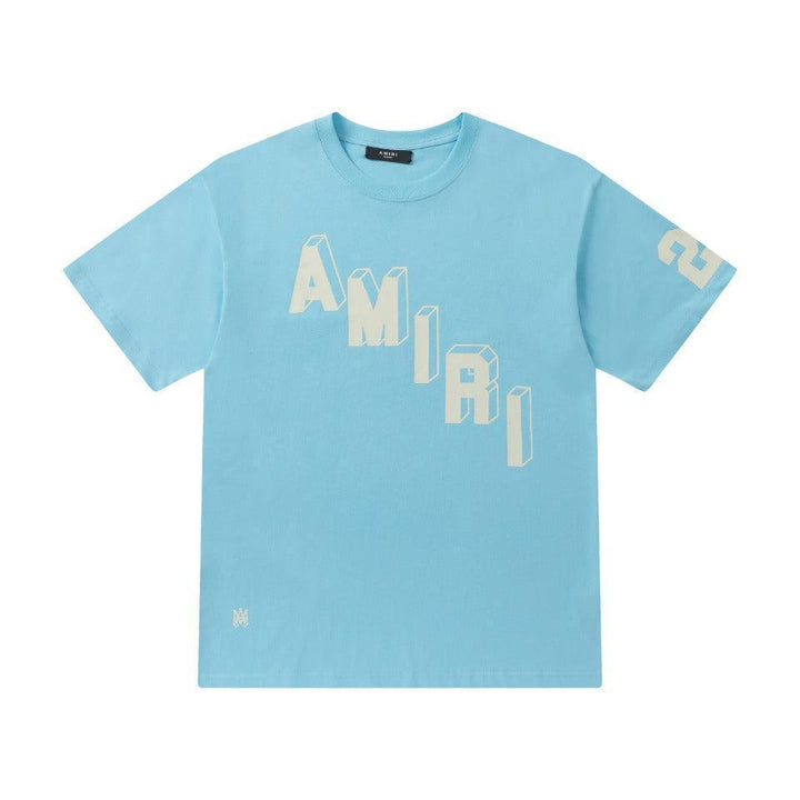 Amiri 23 Blue T-Shirt Without Collar - SleekGait