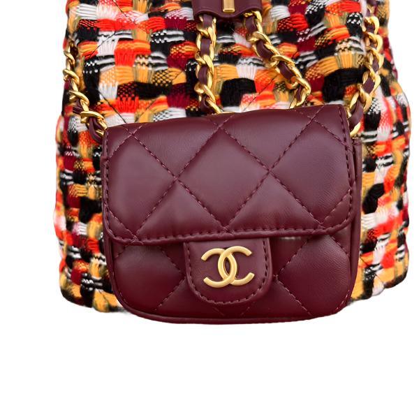 Chanel  Tweed Quilted Small CC Chain Bucket Backpack Multicolor