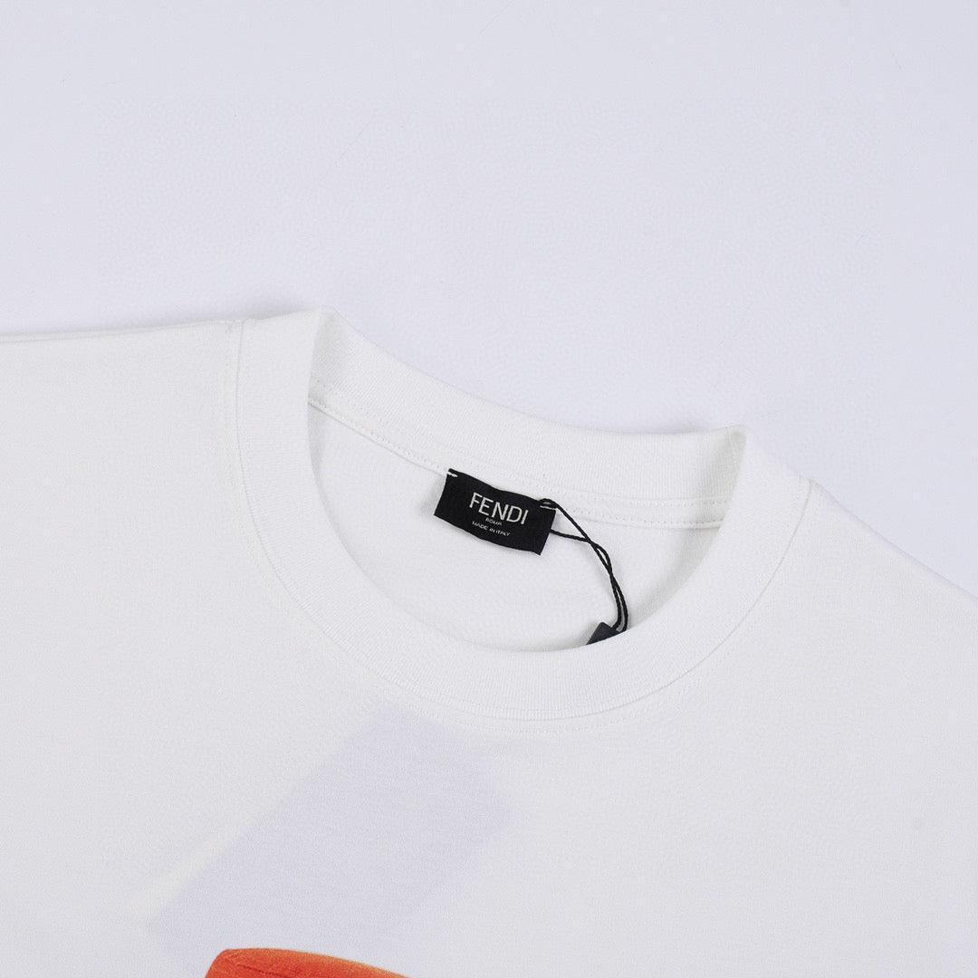 Fendi T-Shirt without Collar 'White-Orange' - SleekGait