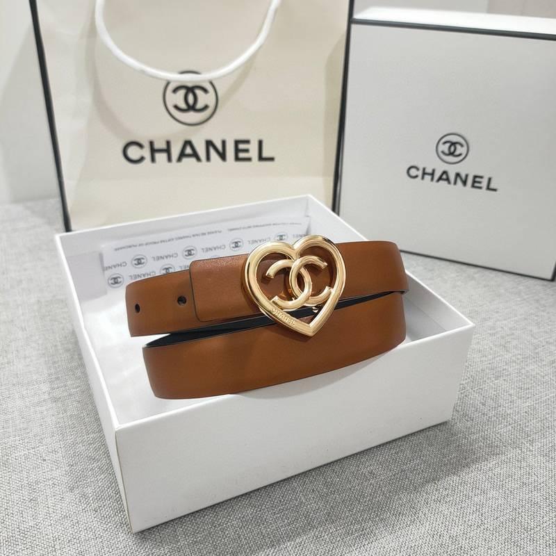 Chanel Calfskin CC Heart Coco In Love Women Belt 'Brown' - SleekGait