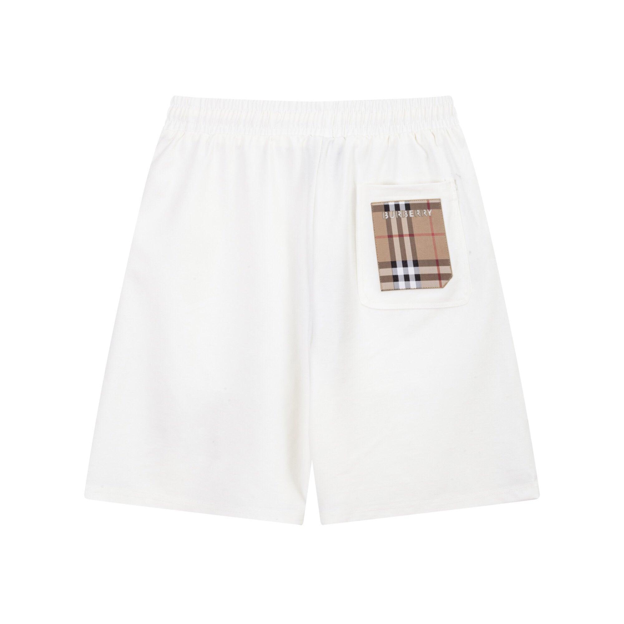 Burberry Men's Striped Cotton Knit Basketball Shorts 'White/Beige' - SleekGait