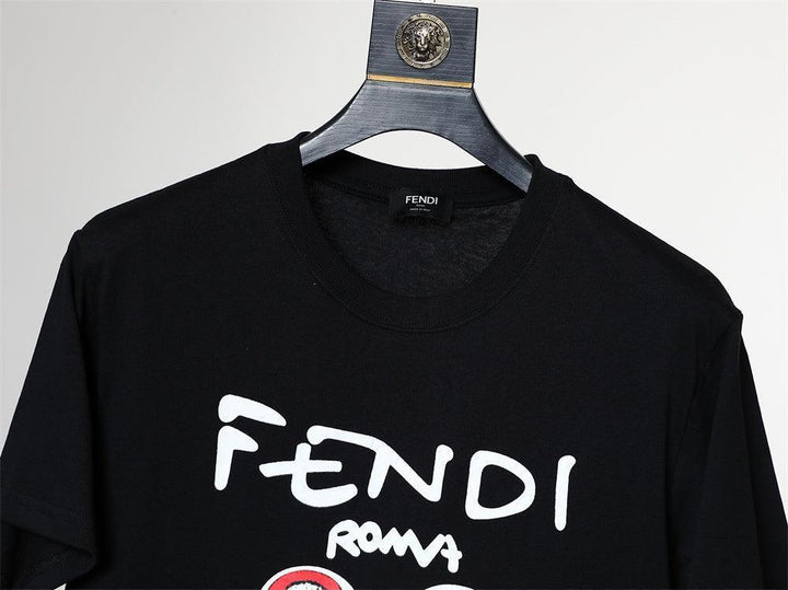 Fendi Roma T-Shirt without Collar 'Black' - SleekGait