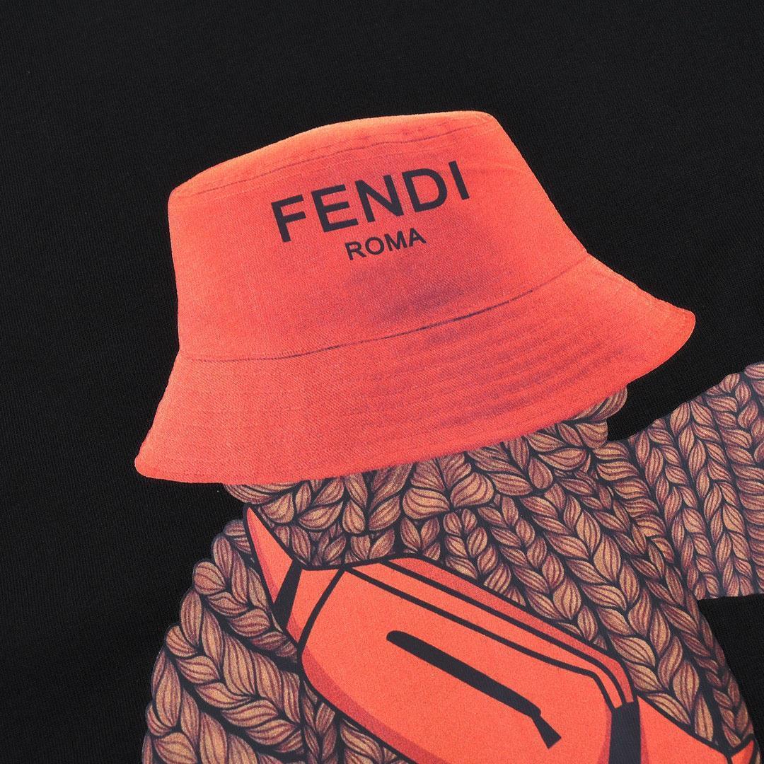 Fendi T-Shirt without Collar 'Black-Orange' - SleekGait