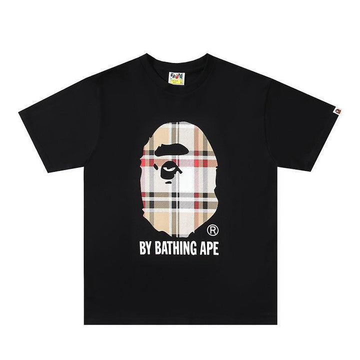 Bathing Ape Check by Bathing Tee Black/Beige - SleekGait