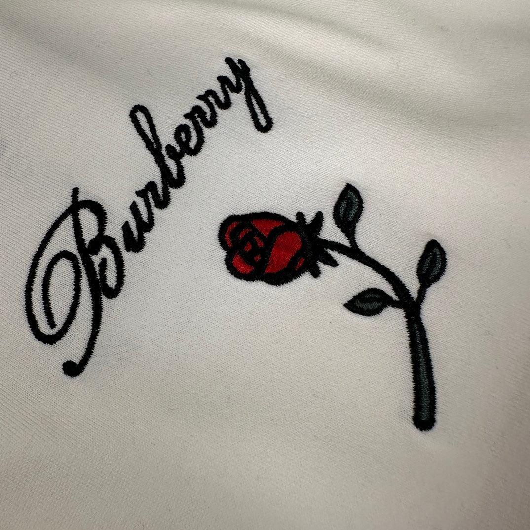 Burberry T-Shirt With Rose Without Collar 'White' - SleekGait