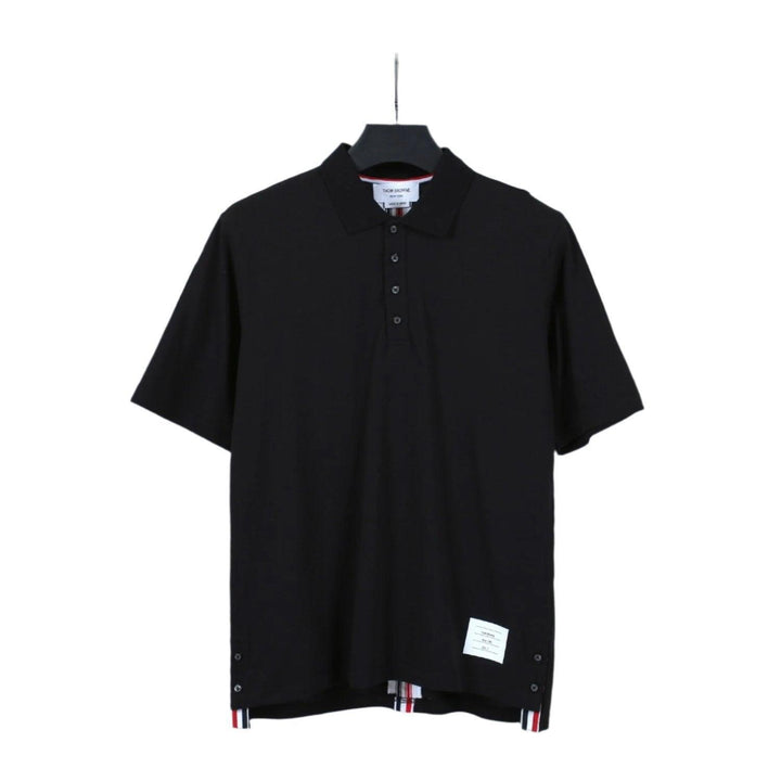 Thom Browne Black T-Shirt with Collar - SleekGait