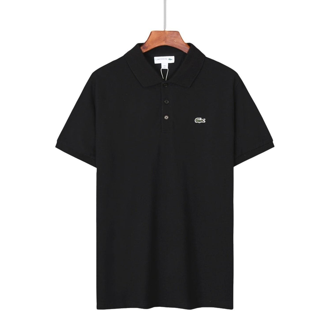 Lacoste Black T-Shirt with Collar - SleekGait