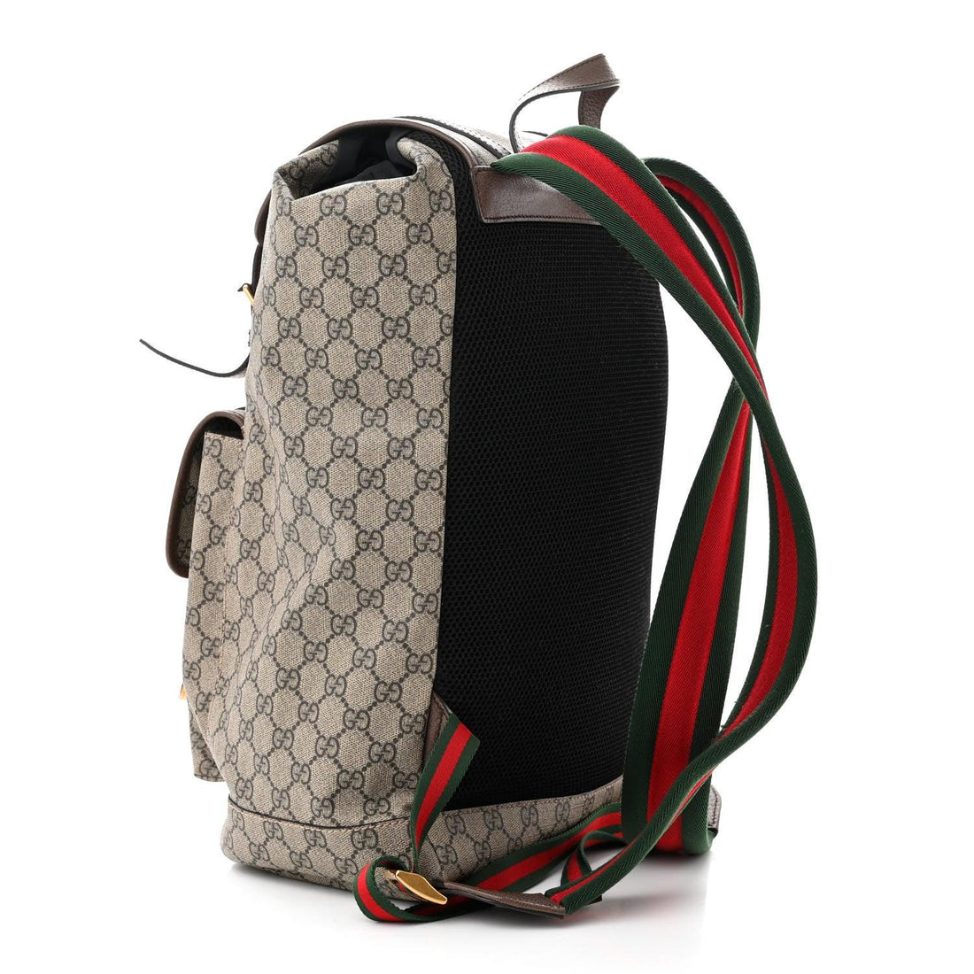 Gucci Soft GG Supreme Monogram Neo Vintage Double Buckle Backpack Beige New Acero Crop