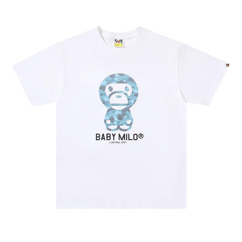 Bathing Ape White Baby Milo T-Shirt without Collar - SleekGait