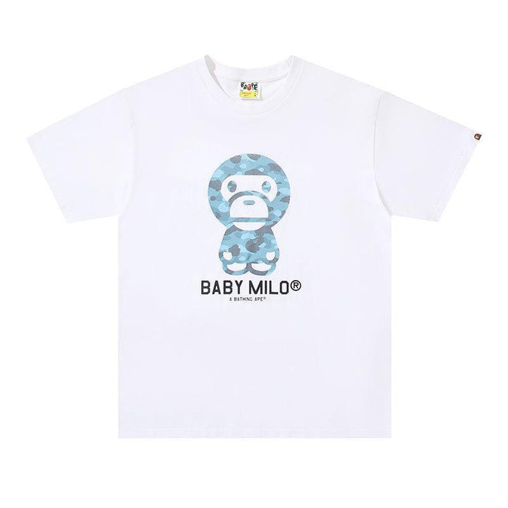 Bathing Ape White Baby Milo T-Shirt without Collar - SleekGait