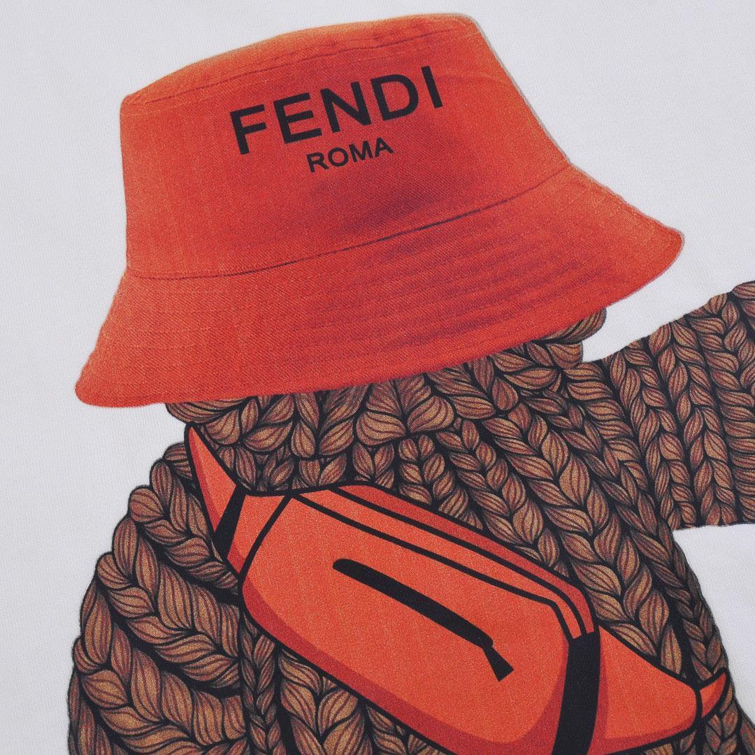 Fendi T-Shirt without Collar 'White-Orange' - SleekGait