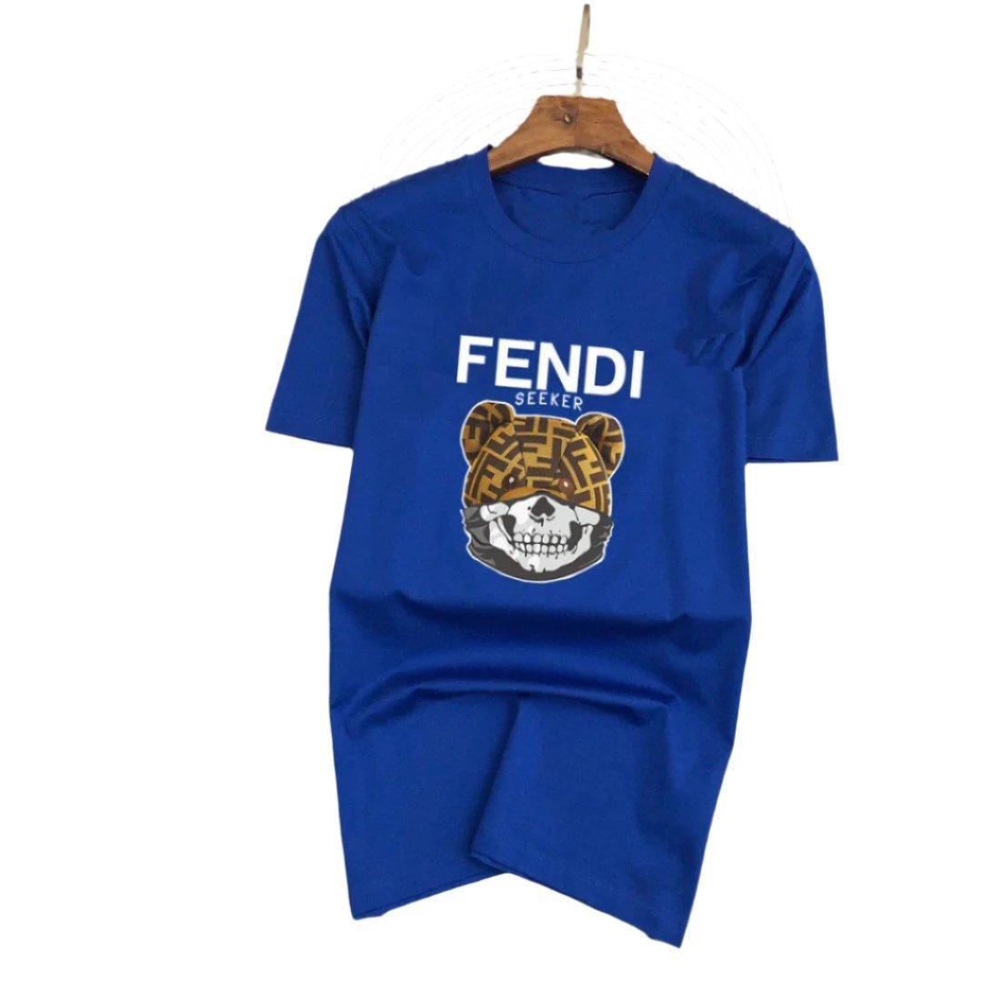 Fendi T-Shirt Head Bear without Collar 'Blue' - SleekGait