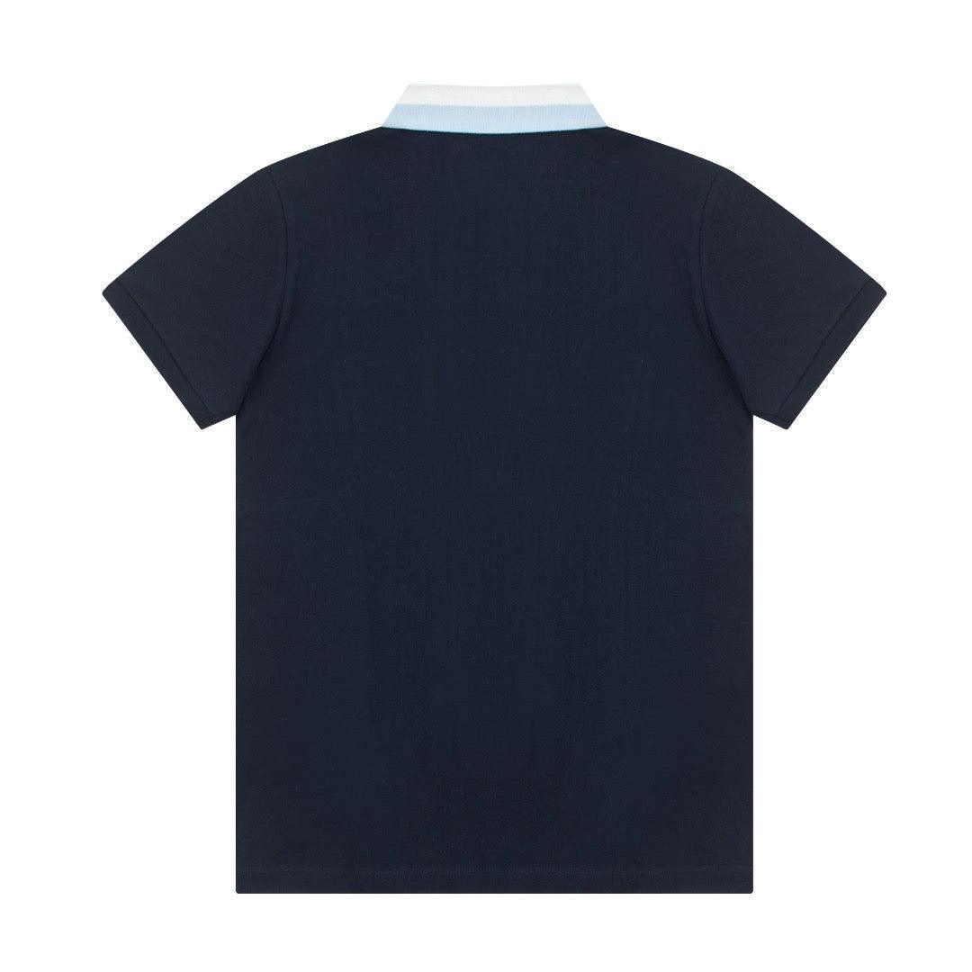 Burberry Blue T-Shirt With Collar - SleekGait