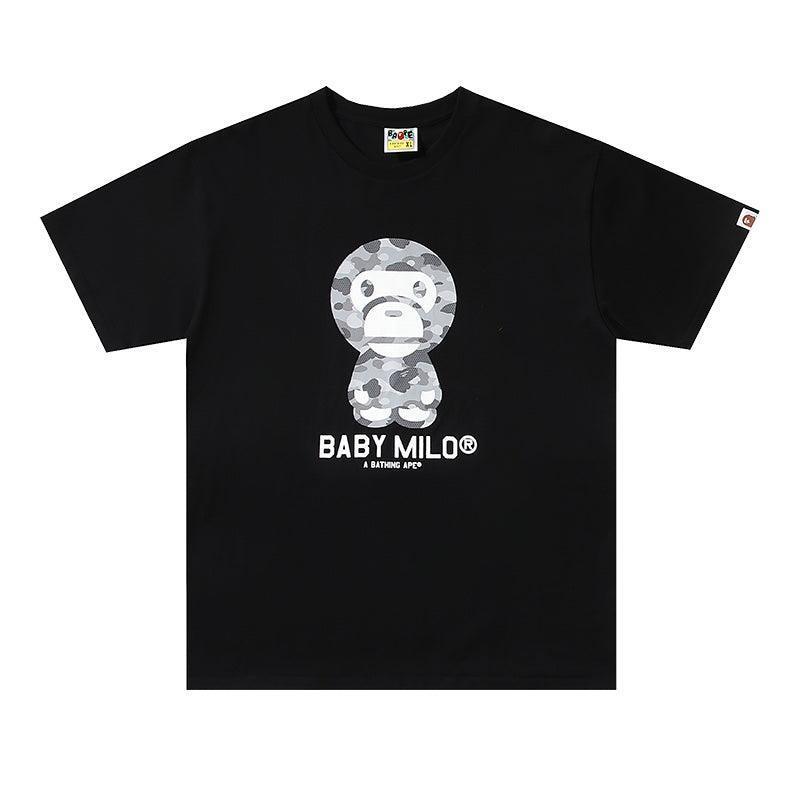 Bathing Ape Black Baby Milo T-Shirt without Collar - SleekGait