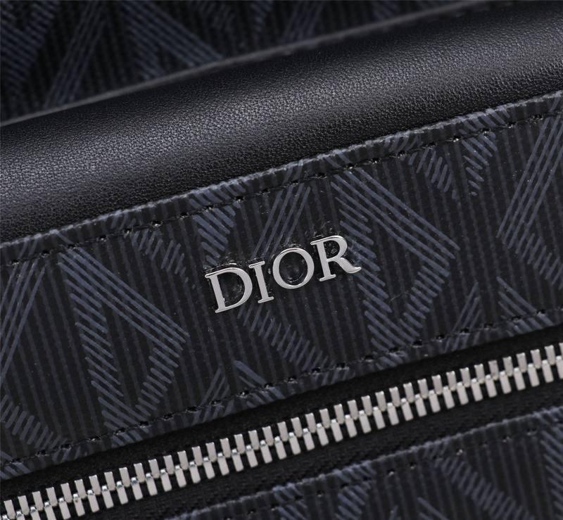 Dior Rider Zipped Backpack Black Coated Cotton Canvas with CD Diamond Print - SleekGait