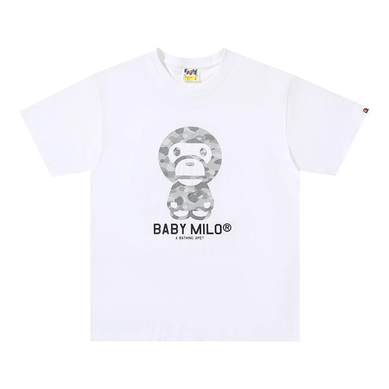 Bathing Ape White Baby Milo T-Shirt without Collar - SleekGait