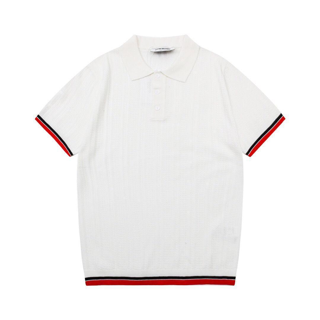 Thom Browne White T-Shirt with Collar - SleekGait