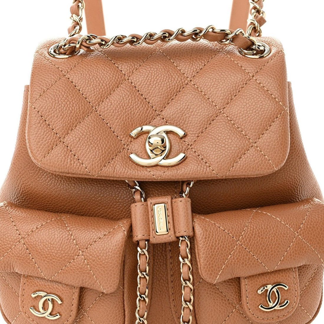 Chanel Shiny Caviar Quilted Small Duma Pockets Drawstring Backpack - SleekGait