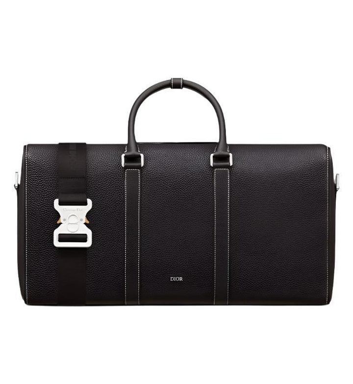Dior Lingot 50 Duffle Bag In Black Grained Calfskin - SleekGait
