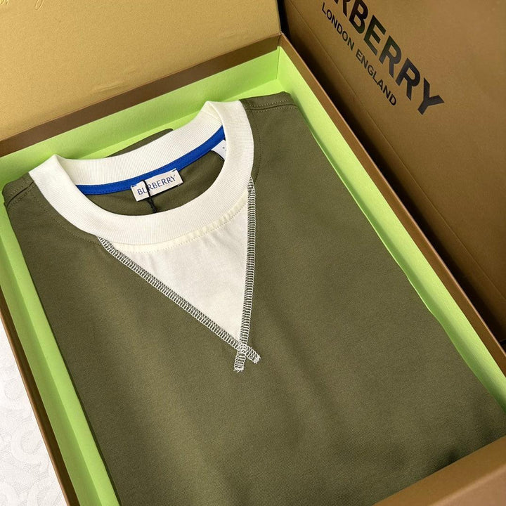 Burberry T-Shirt Without Collar 'Green & White' - SleekGait