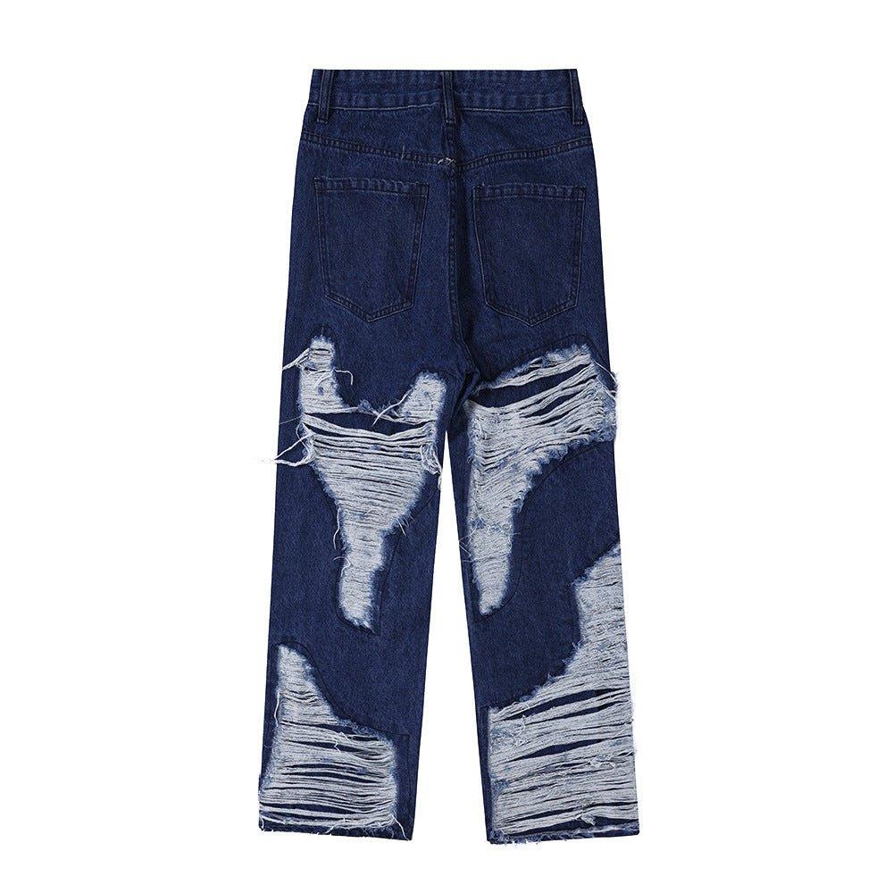 Fashion Men's Patchwork Patch Loose Jeans - SleekGait