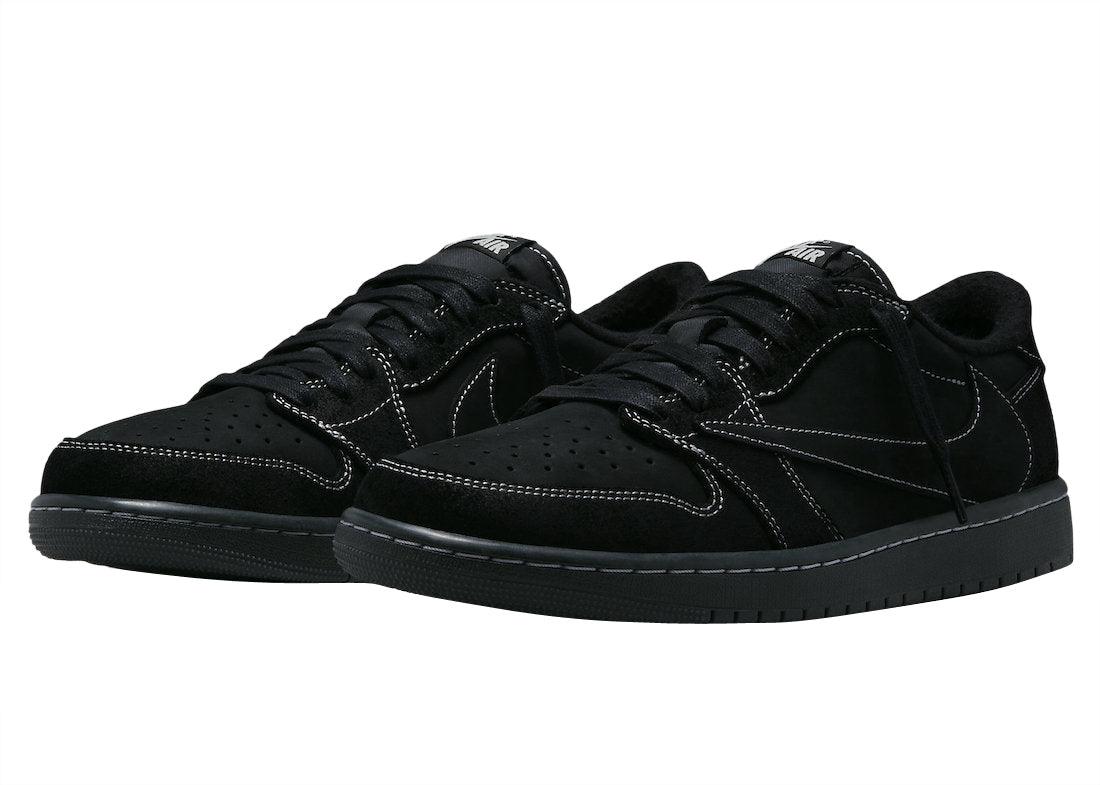 Air Jordan 1 Low SP Travis Scott Black Phantom - Premium Black Suede, Reverse Swoosh, Embroidered Bee - SleekGait