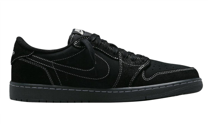 Air Jordan 1 Low SP Travis Scott Black Phantom - Premium Black Suede, Reverse Swoosh, Embroidered Bee - SleekGait