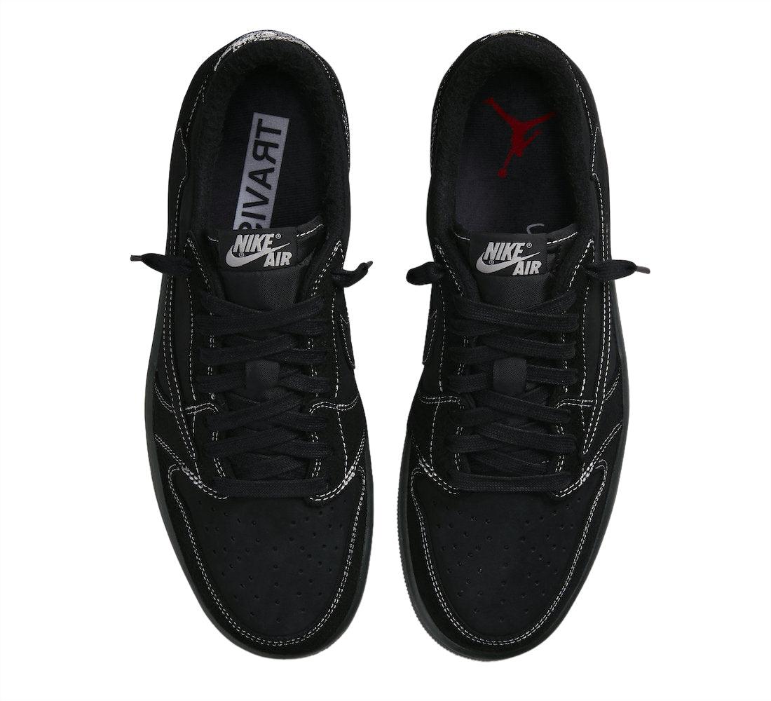 Air Jordan 1 Low SP Travis Scott Black Phantom - Premium Black Suede, Reverse Swoosh, Embroidered Bee - SleekGait