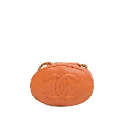 Chanel Tweed Quilted Small CC Chain Bucket Backpack Orange - SleekGait