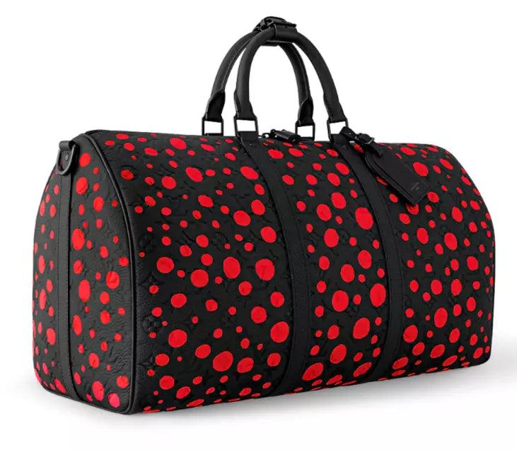 Louis Vuitton X YK Keepall 50 - Kusama Black with Red Spots