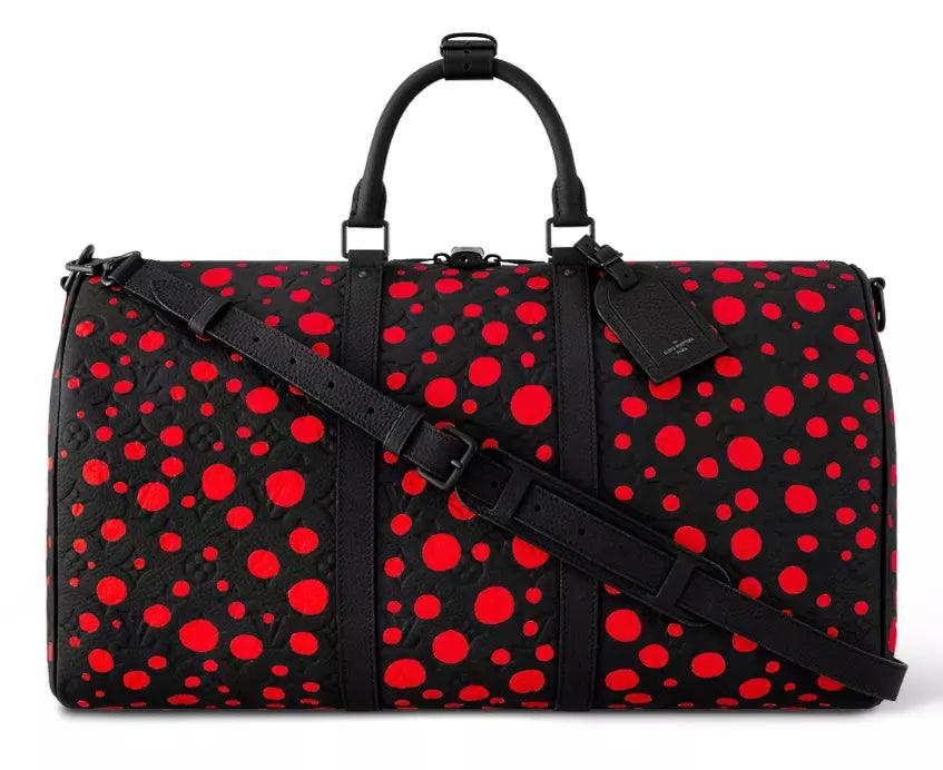 Louis Vuitton X YK Keepall 50 - Kusama Black with Red Spots