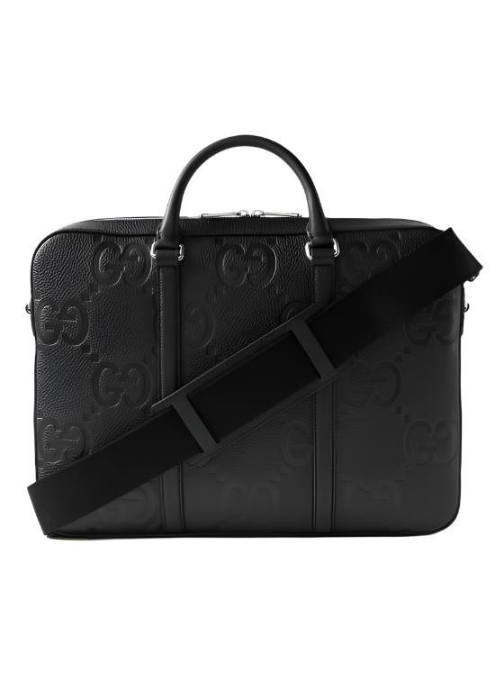 GUCCI Monogrammed Full-Grain Leather Briefcase