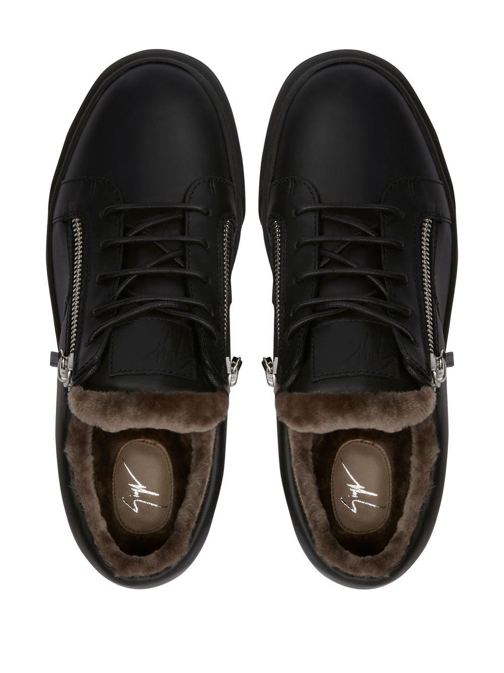 Giuseppe Zanotti shearling-trimmed leather sneakers - SleekGait